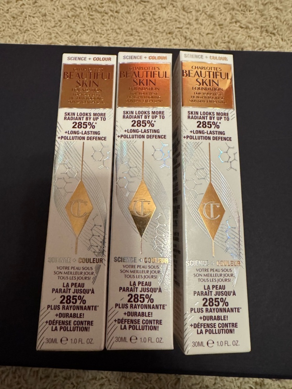 BUNDLE 3 Charlotte Tilbury Beautiful Skin Foundations shade 4, 5, 6 neutral